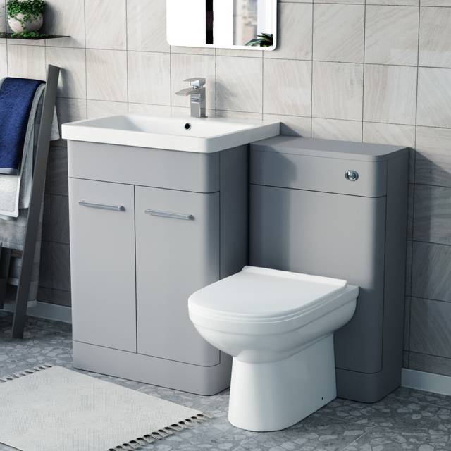 Nes home matte grey 600mm freestanding basin vanity wc unit & toilet