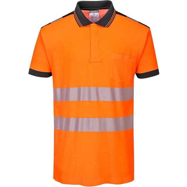 (L, Orange/Black) Portwest Mens PW3 Hi-Vis Polo Shirt