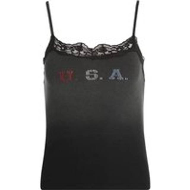 Women s Lace Cami Washed Out Black (S)