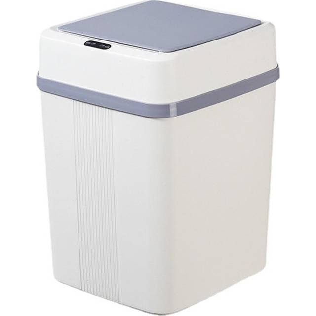 Trash Can 12L Smart Sensor Stable Dealing Cover Simple Style Automatic Touchless Garbage Bin for White