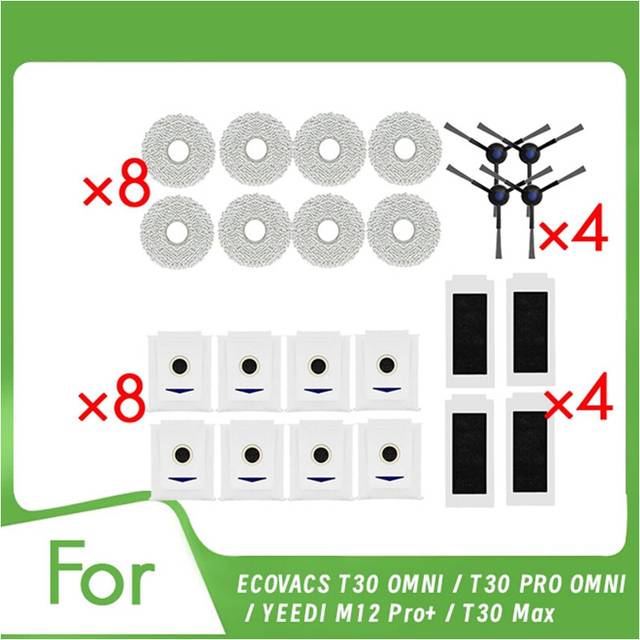 24Pcs for T30 OMNI / PRO M12 Pro+ Max Robot Vacuum Ultra Accessories