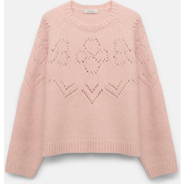 Cropped pullover with D-rose pointelle - light pink (M)