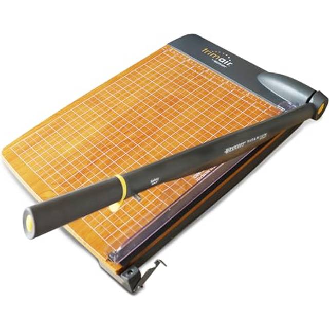 TrimAir Paper Trimmer 15' (38 cm) | Premium Cutting Machine with Wooden core and Titanium-Coated Blade | Guillotine Cutter incl. Grid & Measuring
