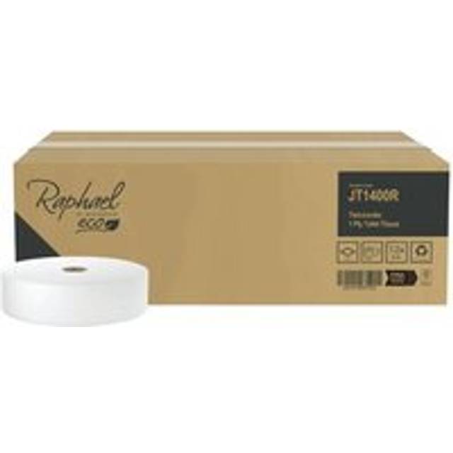 Raphael 1-Ply Twin Jumbo Toilet Roll 400m (Pack of 12)