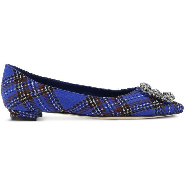 Manolo Blahnik - Hangisi ballerina shoes - women - Calf Leather/Virgin Wool/Kid Leather - 41 - Blue