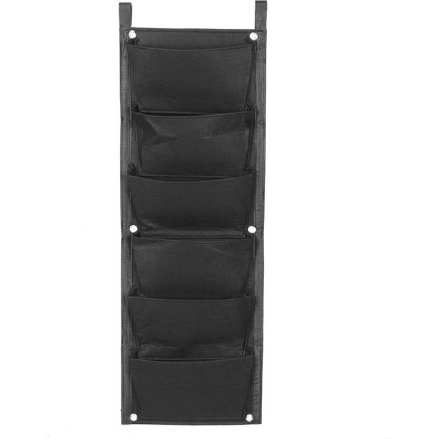 6 Pockets Vertical Plant Grow Bags Container Wall Hanging Planter for Outdoor GardenBlack black
