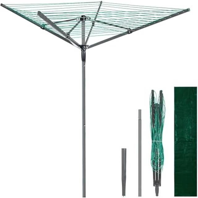 45M 4 Arm Rotary Clothes Dryer Airer with Ground Spike & Cover