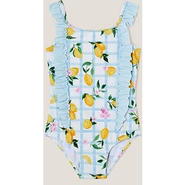 Monsoon Baby Lemon Tile Swimsuit, Blue/Multi