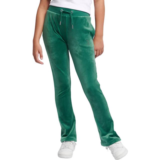 Juicy Couture Girls Diamante Velour Bootcut Jogger - Green, Green, Size Age: 10-11 Years - age: 10-11 YEARS
