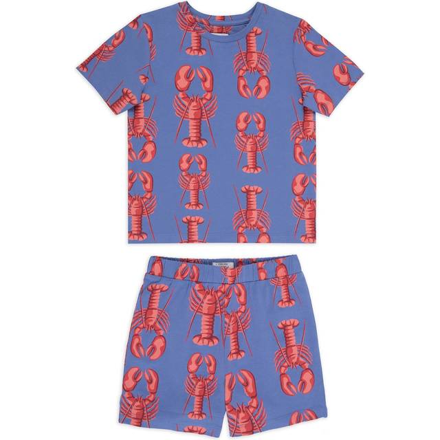 Chelsea Peers Kids' Lobster Print Shortie Pyjama Set, Blue/Multi