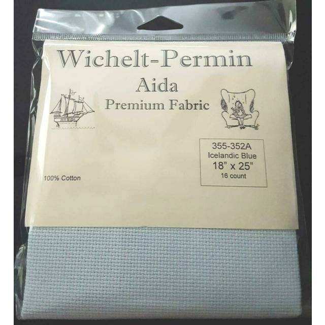 "Wichelt Permin Aida Premium Fabric 16 Count 18"""""""" x 25"""""""" Icelandic Blue"