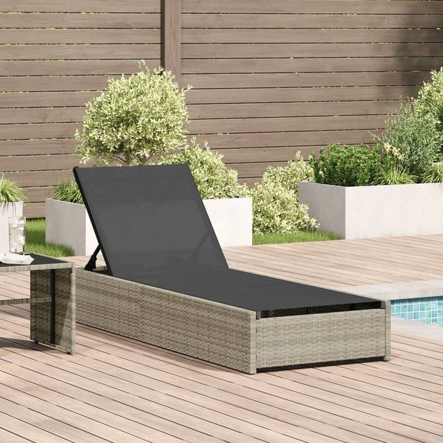 solstol svart och gräddvit PE rattan 157 x 55 x 92 cm