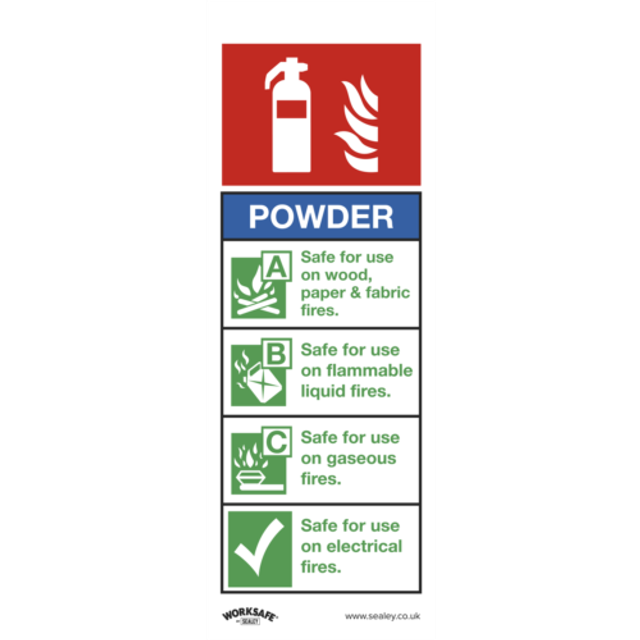 SEALEY Safe Conditions Safety Sign - Powder Fire Extinguisher - Rigid Plastic | SS52P1 | GSF Car Parts