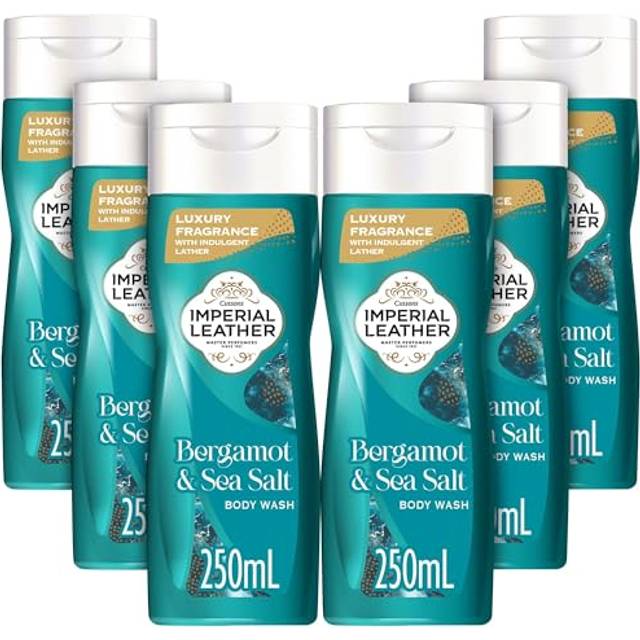 Bergamot & Sea Salt Body Wash Shower Gel, Signature Oil Blend, Creamy Indulgent Lather, Luxury Fragrance, Bulk Buy, Pack of 6x250ml