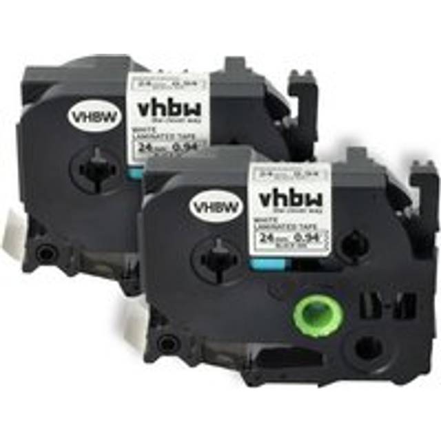 Vhbw - 2x Label Tape compatible with Brother P-Touch 2450 dx, 2500 pc, 2730 vp, 350, 2460, 2470, 2480 Label Printer 24 mm, Black on White