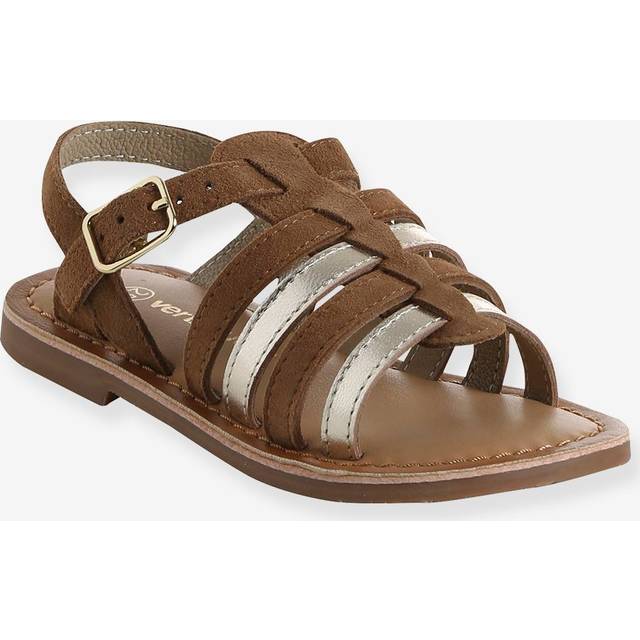 Multi-Strap Leather Sandals for Girls, Designed for Autonomy caramel