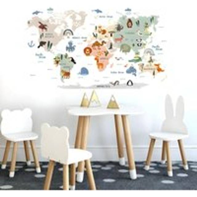 Alwaysh - World Map Wall Stickers for Kids Wall Decals Children's Room Wall Decor Removable Wall Stickers for Baby Room Nursery
