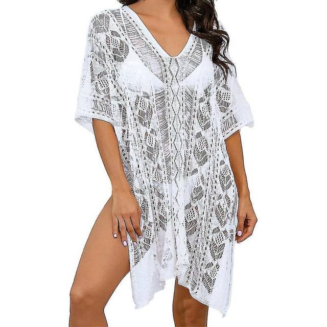 Women Summer Dress Beachwear Knitted Hollow Out Suncreen Bikini Cover Up