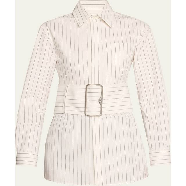 Burberry Striped Shirt With Belt - White - 6 UK