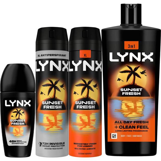 Lynx Sunset Fresh Bundle Spray, Anti-perspirant Aerosol, Body Wash & Roll On