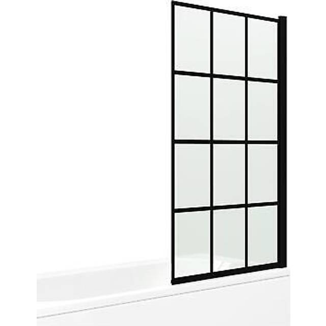 Shower screen over bath door glass enclosure framed black 800 x 1400 mm panel