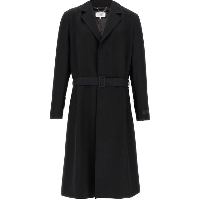 Mm6 Maison Margiela-Wool Trench Coat Trench E Impermeabili Nero-Donna - Black - 48IT