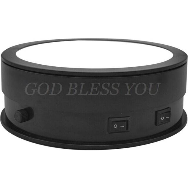 (15cm Black) 15/20cm Electric Turntable Display Stand LED Light Rotating Table Watch Bracelet Jewelry Holder for Photography Props