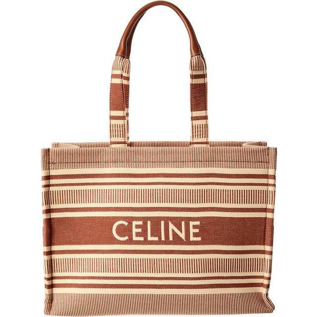 Celine Cabas Thais Striped Tote - Gold Tone (Size H 16  X W 12  X D 6)