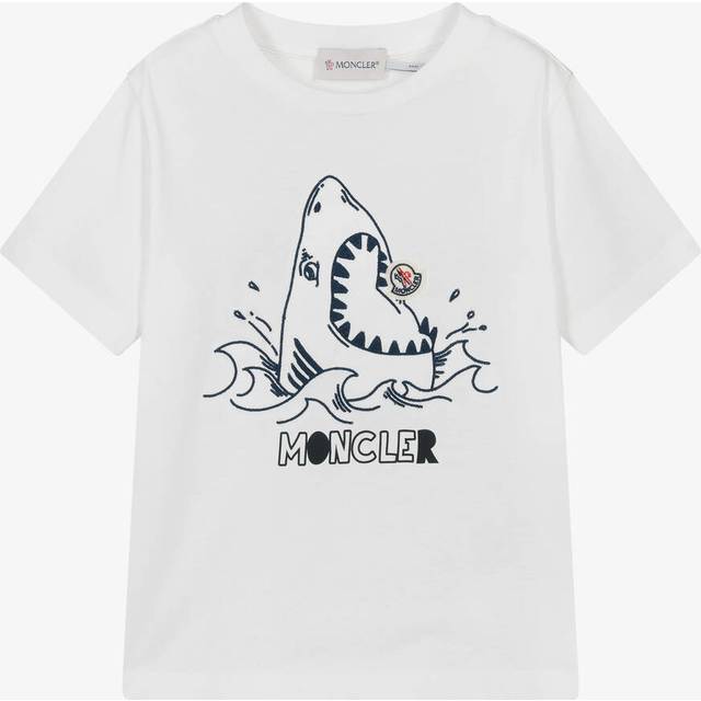 Moncler Enfant Boys White Cotton Shark T-Shirt - 10 year