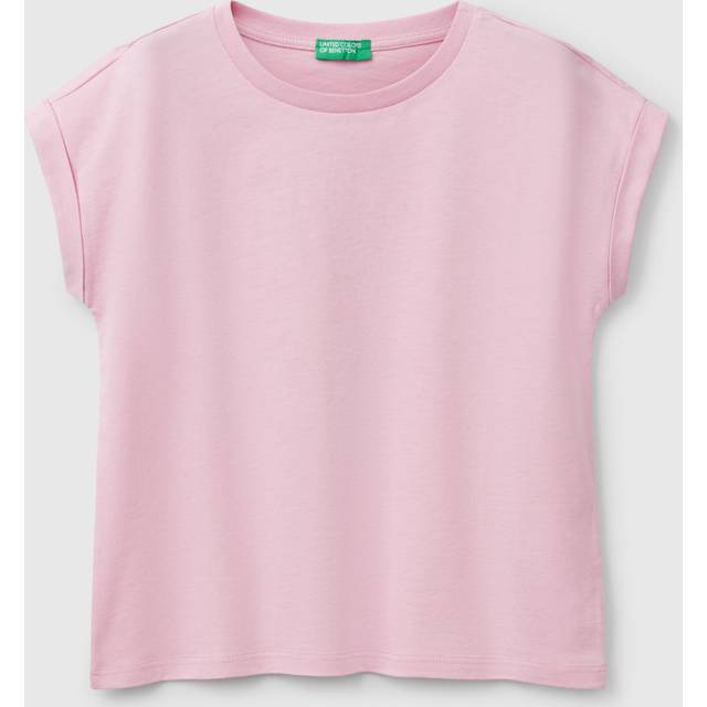 Benetton, Boxy Fit T-shirt With Print And Glitter, size M, Pink, Kids