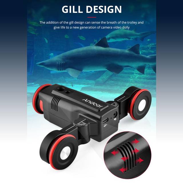 Andoer L5i Wireless Camera Video Auto Dolly 3-Wheels Motorized Slider Dolly Car Mobile APP Control black