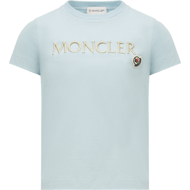 Moncler Enfant Girls Blue Embroidered Logo Cotton T-Shirt - 6 year