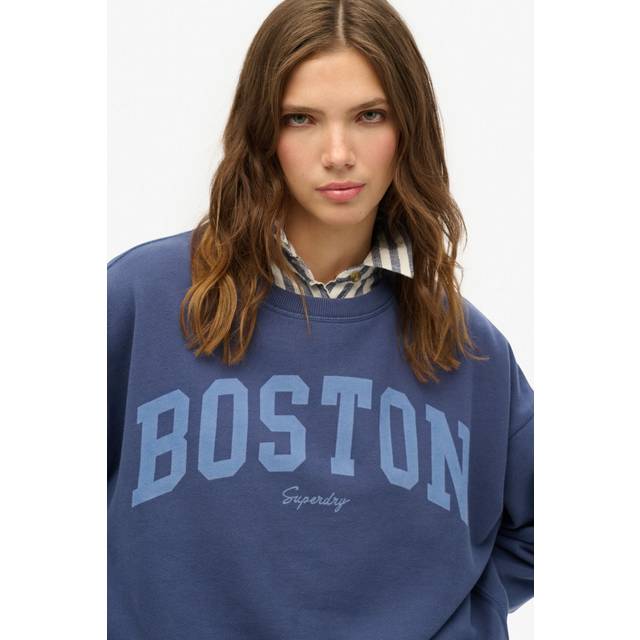 Superdry Athletic Essentials Relaxed Crew Sweatshirt - Navy, Navy, Size 16, Women