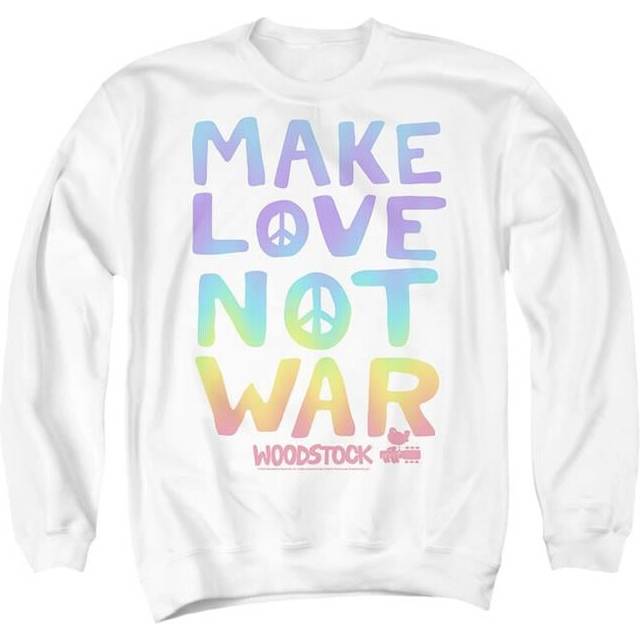 Trevco Sportswear WOOD168-AS-6 Woodstock The Make Love Adult Crewneck Sweatshirt, White - 3X
