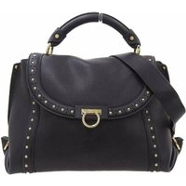 Preloved Studded Leather Shoulder Bag Women - Black Handbags - One Size