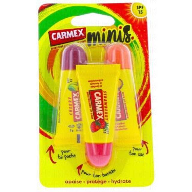 Minis baumes à lèvres Carmex 3 tubes de 5g (cerise, fraise, ananas)