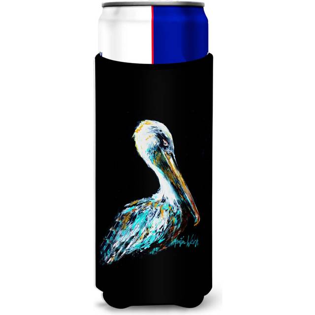 Caroline's Treasures MW1195MUK Dressed in Black Pelican Hugger for slim cans Can Cooler Sleeve Hugger Machine Washable Drink Sleeve Hugger Collapsible