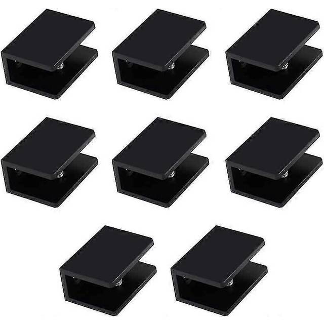 (As show, One size) No Punching 8-pack Aluminum Alloy Square Glass Shelf Clamp Bracket Support Brackets (for 8-10mm Thick Glass)