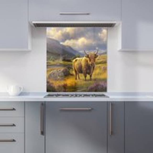 Warren Reed - Designer Springtime Highland Cow Kitchen Splashback W700Mm X H750Mm, Multi