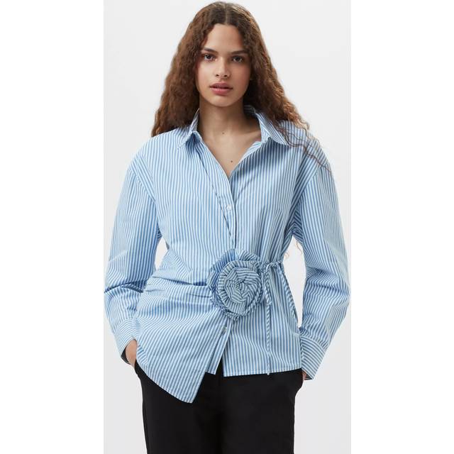 French Connection Cambria Stripe Corsage Shirt, Blue/White