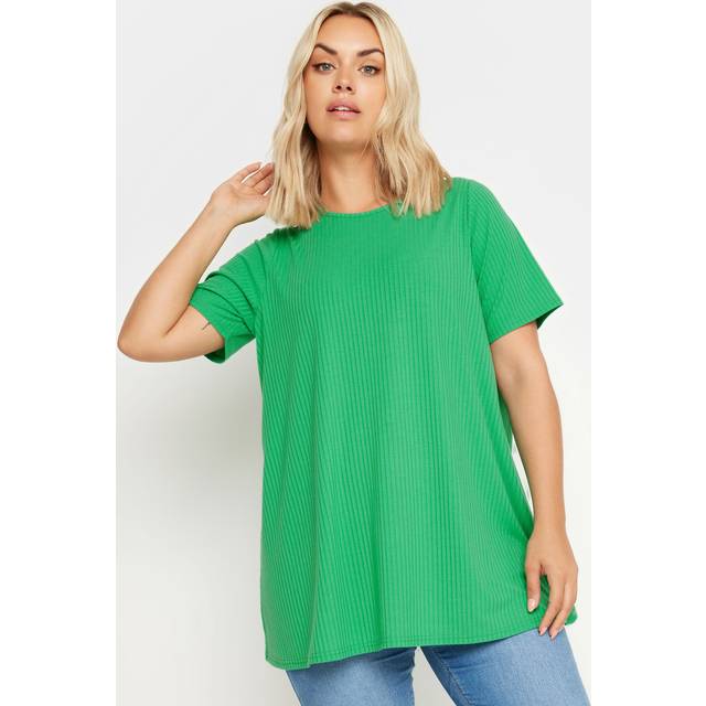 Yours Curve Green Ribbed Tshirt, Women's Curve & Plus Size, Yours - 14