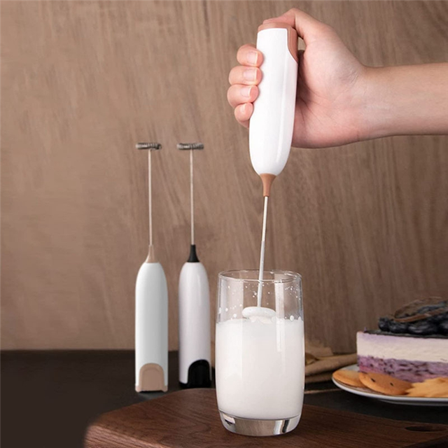 Electric Milk Frother Kitchen Foamer Whisk Mixer Stirrer Coffee Cappuccino Frothy Blend Egg Beater White