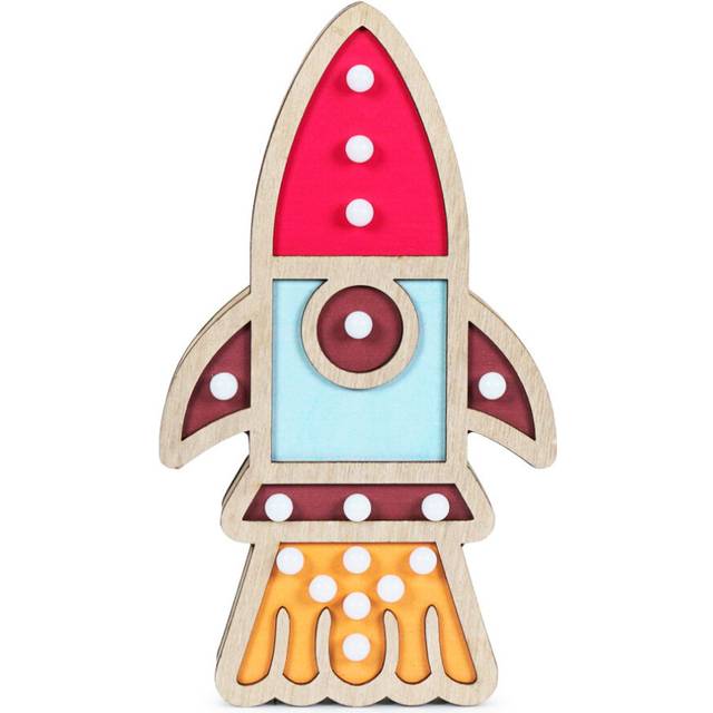 Valuelights - Kids Battery Powered Wooden Rocket Wall or Table Lamp