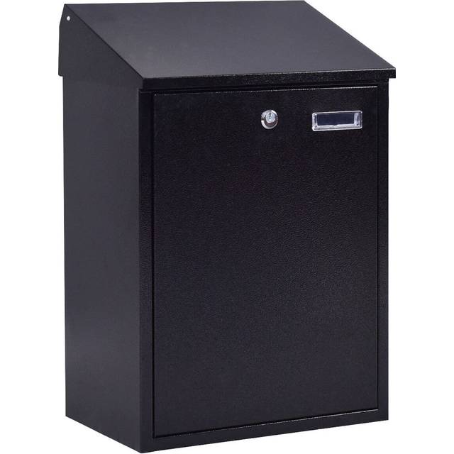Steel Lockable Postbox Locking Home Letter Post Box Wall Mounted-Black
