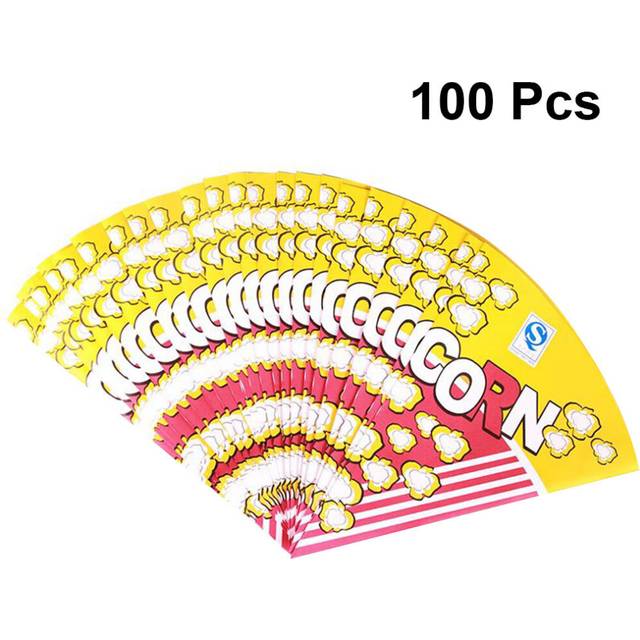100pcs Paper Popcorn Boxes Bags Kids Popcorn Box Party Supplies With Tapered Tips Treat Bags For Snack Fries Candy Box Container