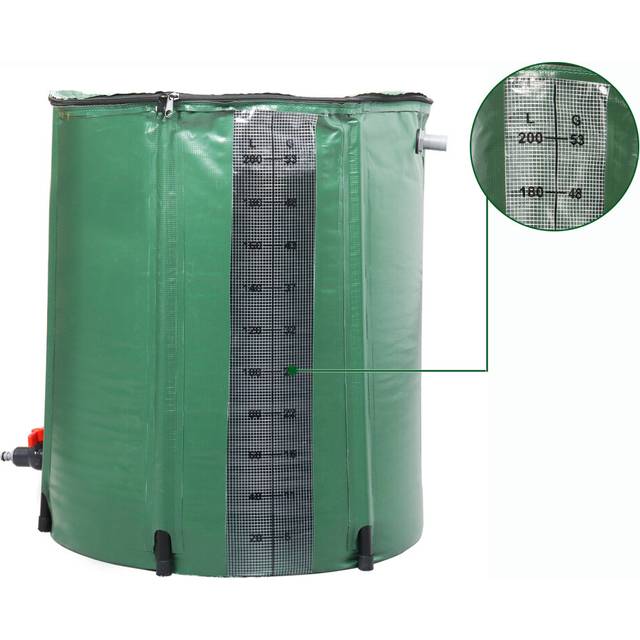 50/100 Gallon PVC Rain Bucket With Scale Green Color Rainwater Harvest Water Tank Foldable 500D PVC Mesh Cloth Rain Barrel
