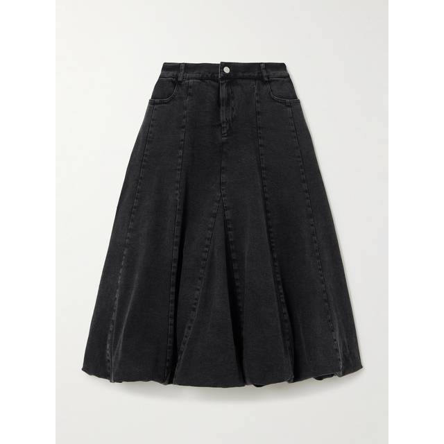 Sea - Elle Paneled Denim Midi Skirt - Black - US 4