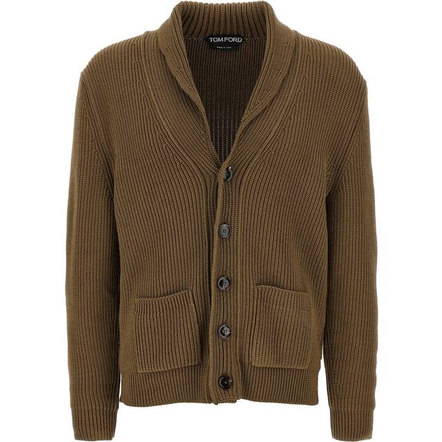 Tom Ford-Wool Silk Cardigan Maglioni Marrone-Uomo - Brown - 54IT