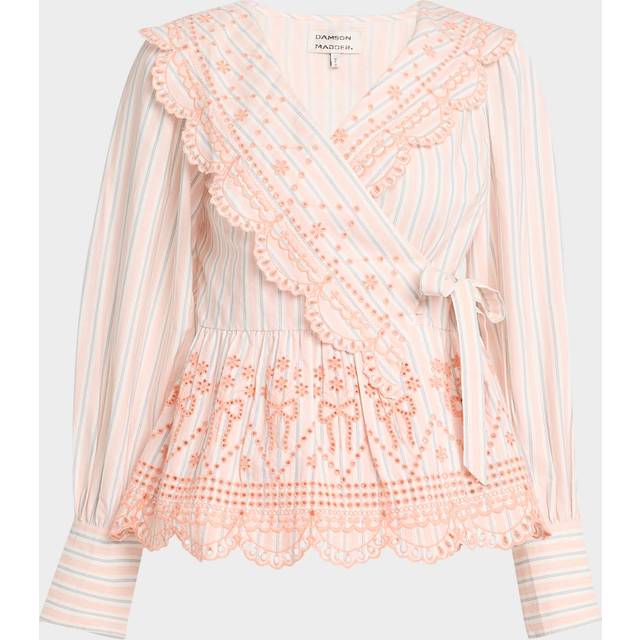 Anais Embroidered Wrap Blouse - APRICOT - 16 UK (12 US)