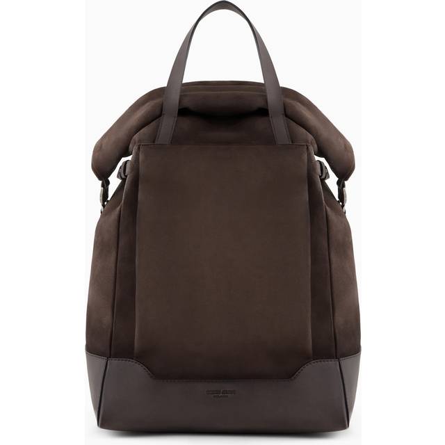 Suede and leather drawstring backpack